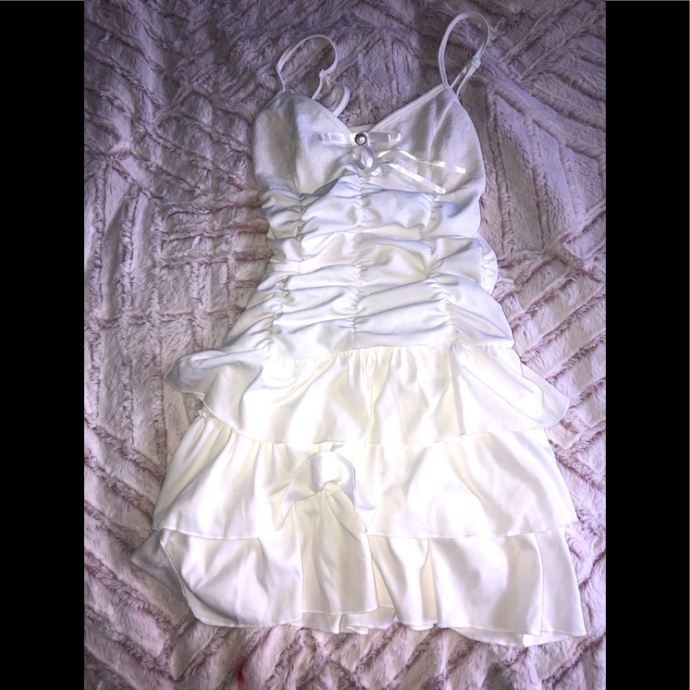 Scrunched Y2K white dress